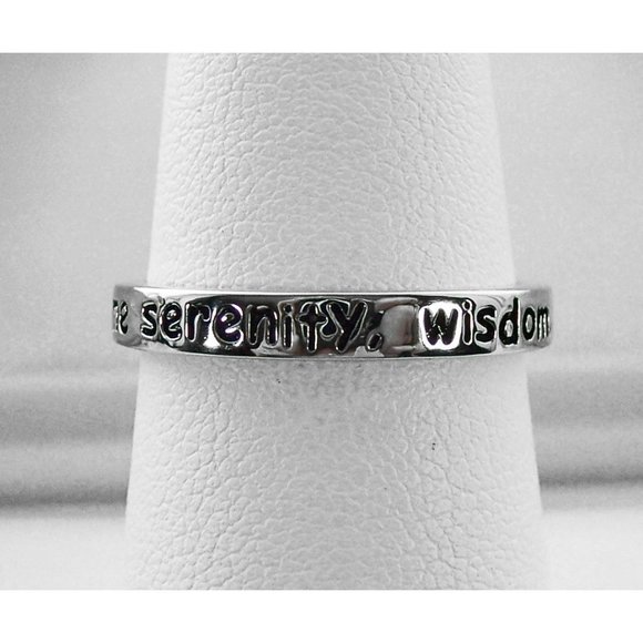 925 STERLING SILVER Serenity Prayer Inspirational Band Ring - Picture 11 of 14